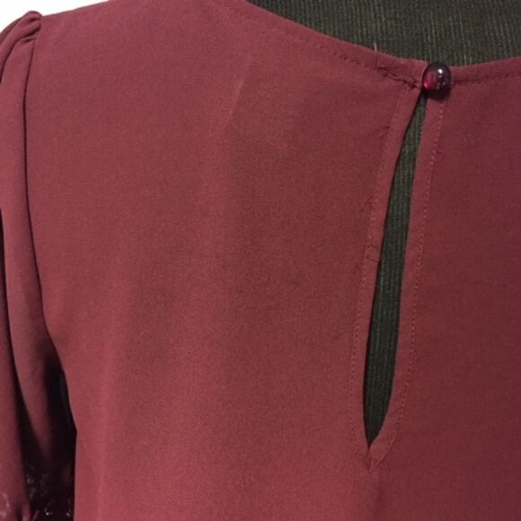 Rue 21 Lace Bell Sleeve Burgundy Top - Picture 6 of 6